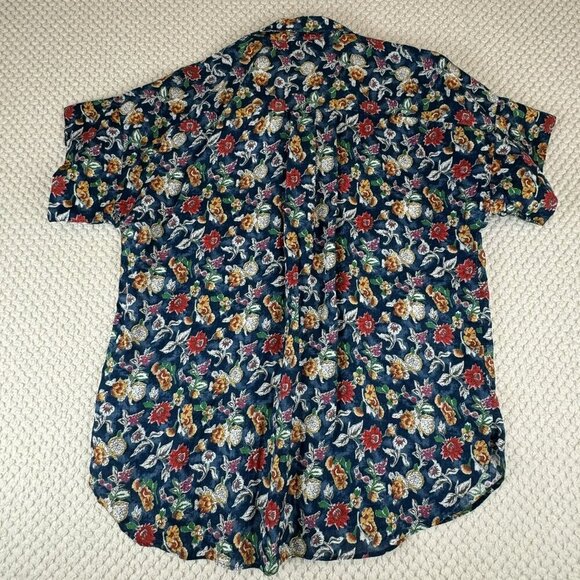 Lauren Ralph Lauren Black label Floral Button-Up Shirt Size L 100% linen‎ women - Picture 3 of 9